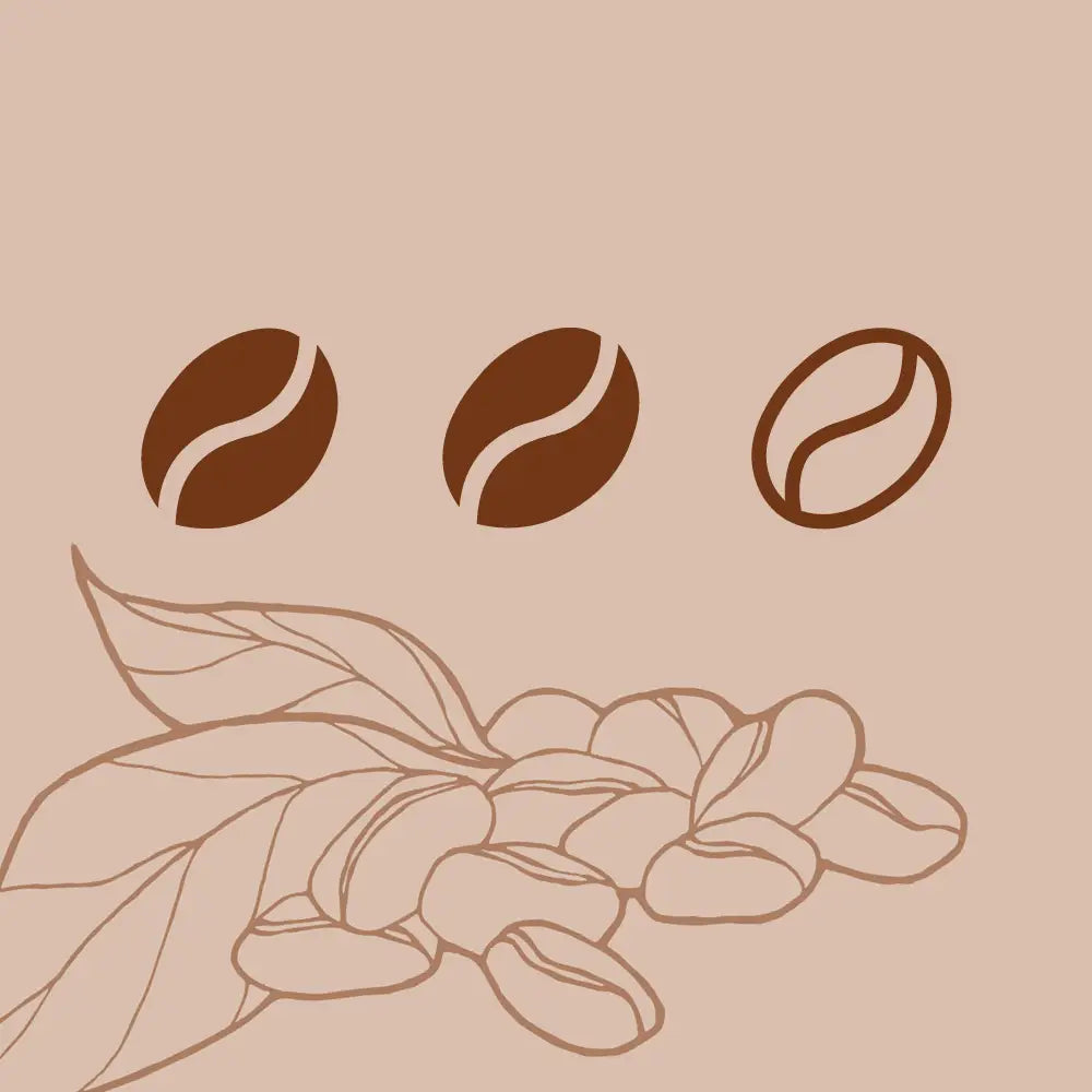 Geröstete Kaffeebohnen der Kaffeerösterei Martermühle mit gelber dicker Schrift "Mittelkräftig"