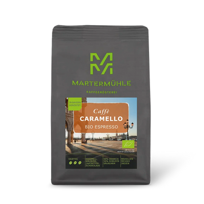 Packung Bio Espresso Caramello ohne Hintergrund.