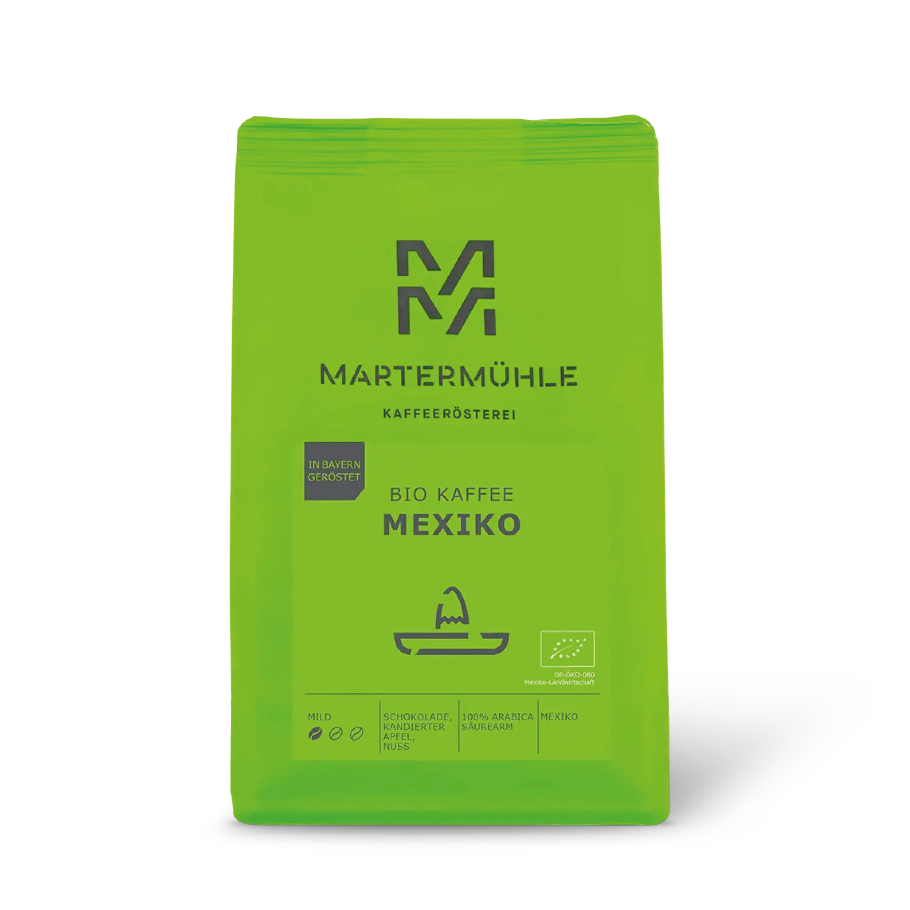 Packung Bio Kaffee Mexiko ohne Hintergrund.